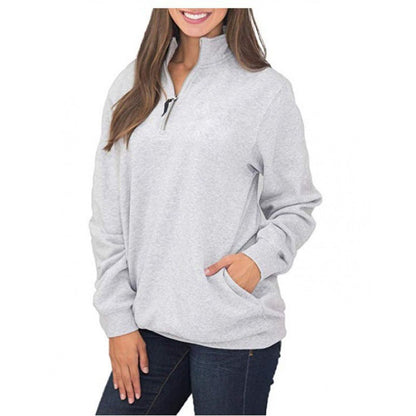 Damen Fleecepullover Stehkragen Reißverschluss Eveloria