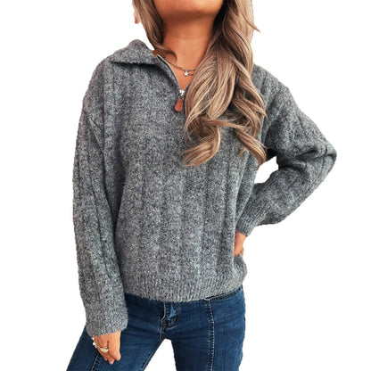 Damen Pullover Stehkragen Kurzärmel Eveloria
