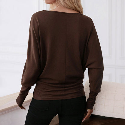 Damen Oversized Longsleeve-Shirt Rundhalsausschnitt Lässig