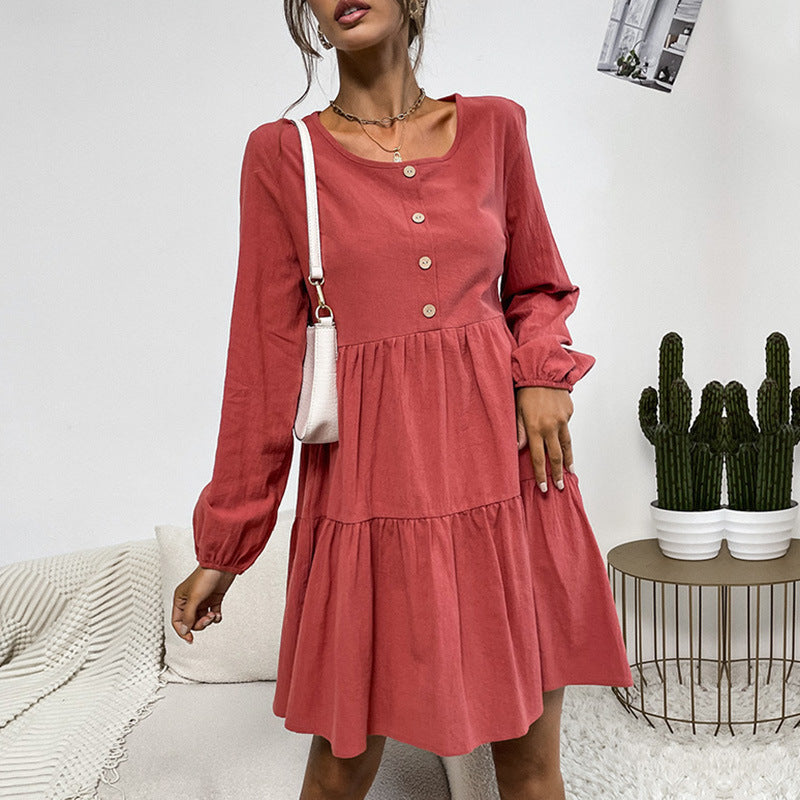 Damen Sommerkleid Luftig Knopfleiste Rüschen Weiß - Eveloria
