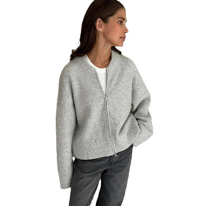 Damen Oversized Strickjacke Reißverschluss Eveloria