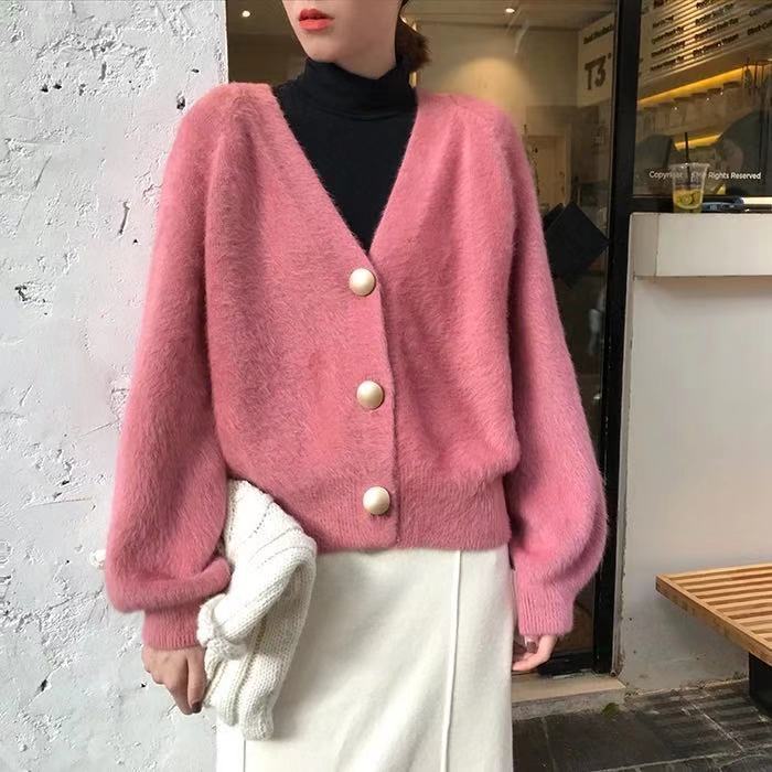 Damen Strickjacke Kuschelig Große Knöpfe Eveloria