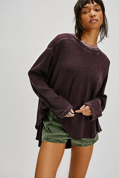 Damen Oversized Pullover Strukturiert Beige
