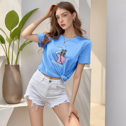 Damen Crop- mit Druck und Knoten-Detail
