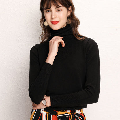 Damen Rollkragenpullover Feines Strukturmuster Eveloria