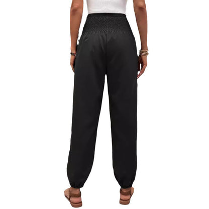 Damen Freizeithosen Elastischer Bund Praktische Seitentaschen Beige