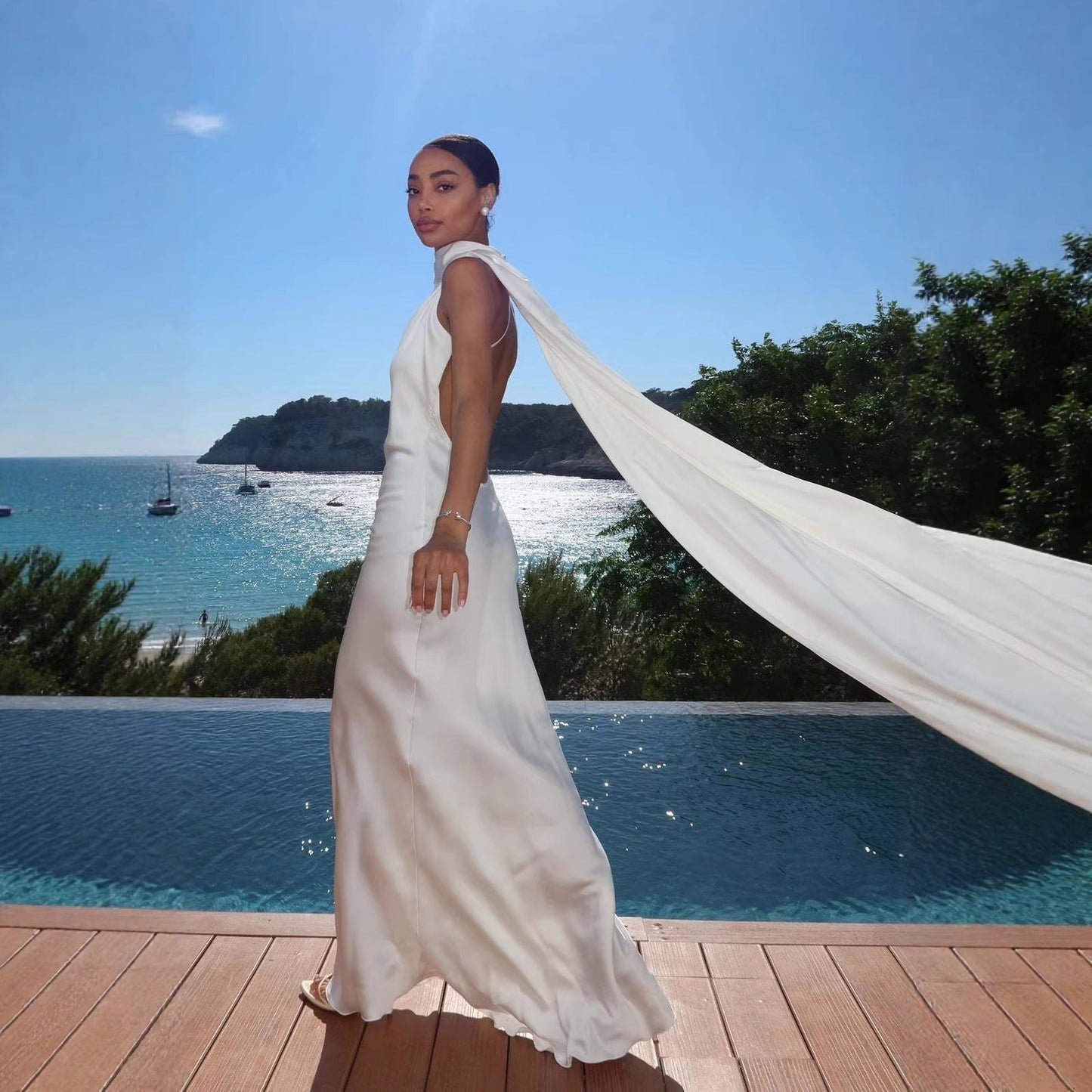 Damen Abendkleid Schulterfrei Fließend Eveloria