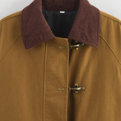 Damen Utility-Jacke Aufgesetzte Taschen Karottenkragen Eveloria