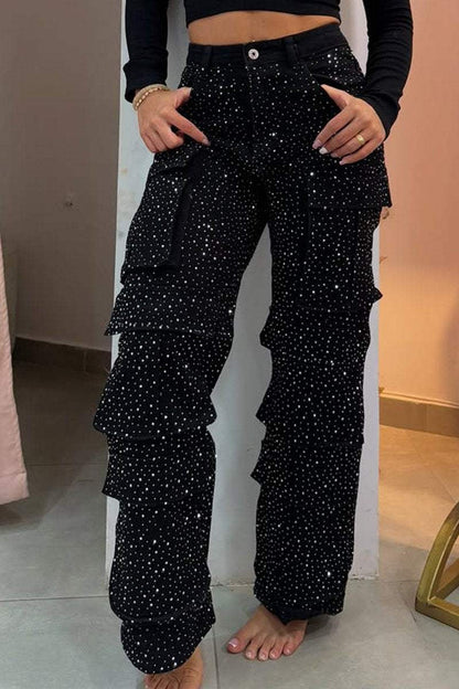 Damen Cargo-Hose Trendige Taschen Moderner Wasch-Effekt Eveloria