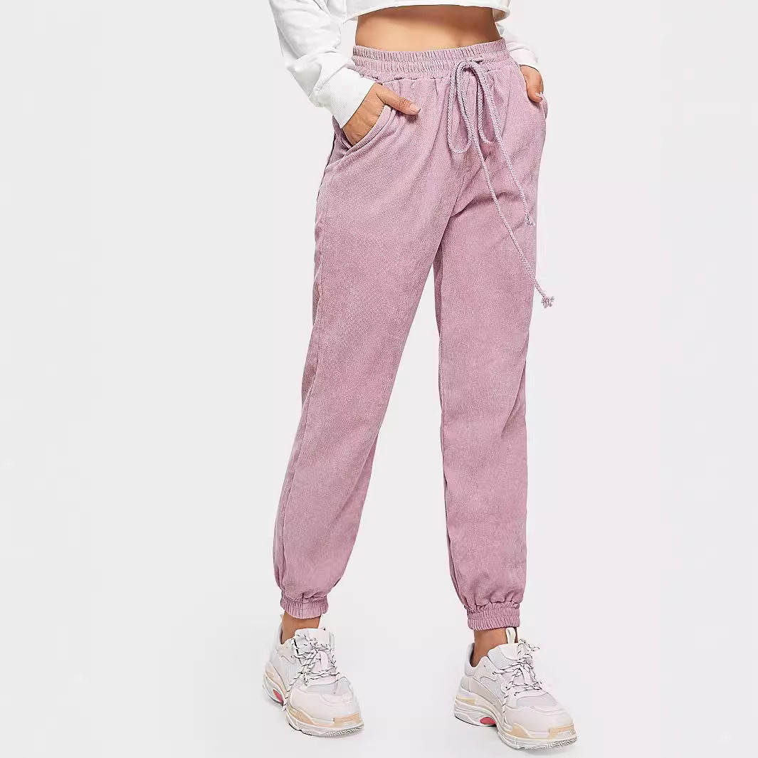Damen Sweatpants Elastischer Bund Seitentaschen Eveloria