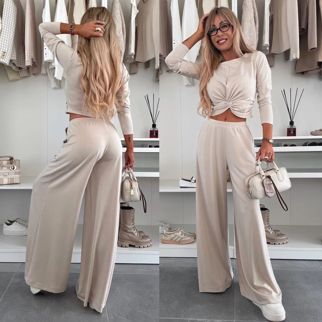 Eveloria Damen Freizeit-Set Crop- und weite Hose - Eveloria