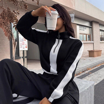 Damen Sportset Kurzreißverschluss Lässig Schwarz Eveloria - Eveloria