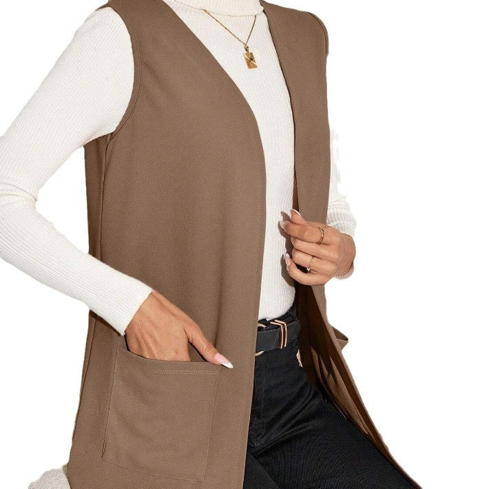 Damen Longline Wendeweste mit Taschen