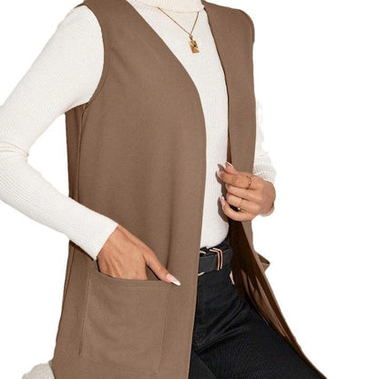 Damen Longline Wendeweste mit Taschen