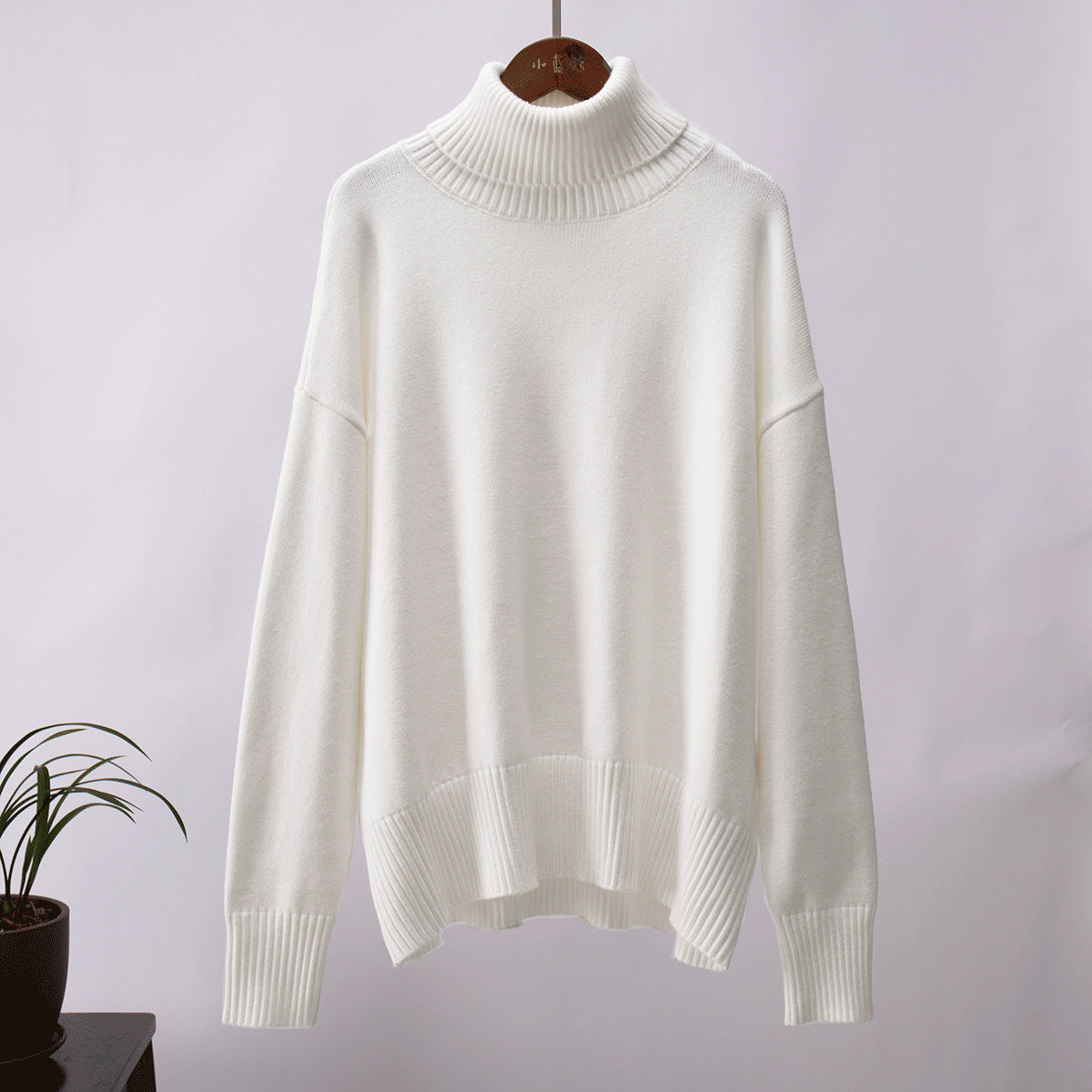 Damen Strickpullover Lässig Warmer Gerippter Saum