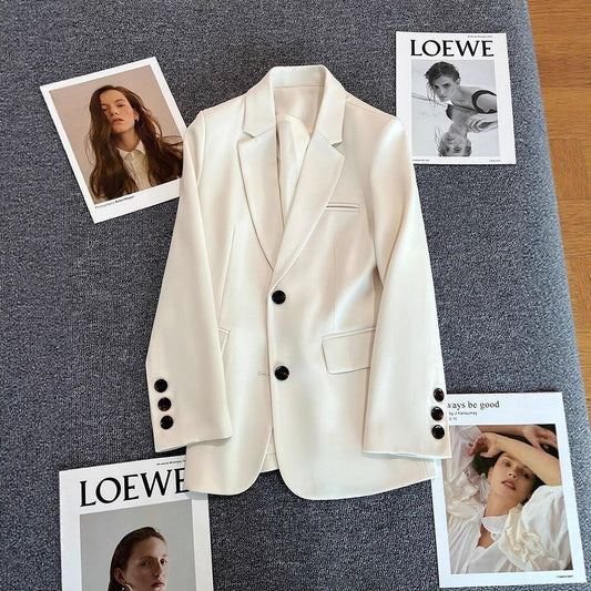 Damen Blazer Eleganter Schnitt Dekorative Knöpfe Schwarz Eveloria - Eveloria