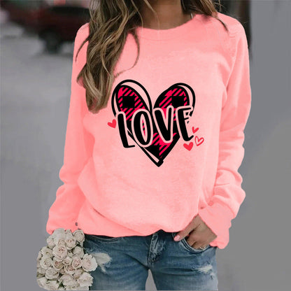 Damen Sweatshirt Herzdesign Lässig Grau Eveloria