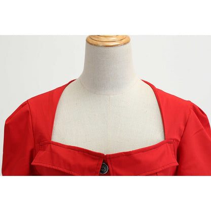 Damen Swingkleid mit Knopfleiste und Taillengürtel Eveloria