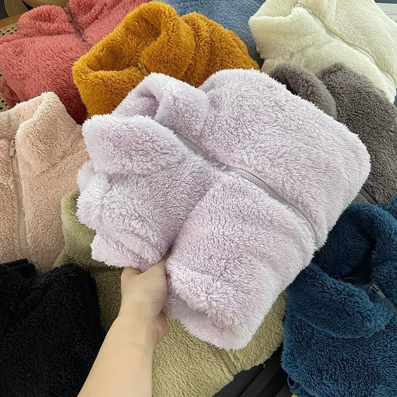 Damen Fleecejacke Weiches Innenfutter Hochkragen Eveloria