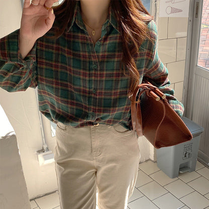 Damen Flanellhemd mit Button-Down-Kragen Weich Eveloria
