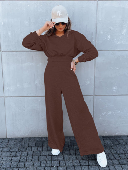 Damen Jumpsuit Weites Bein Kapuze Eveloria