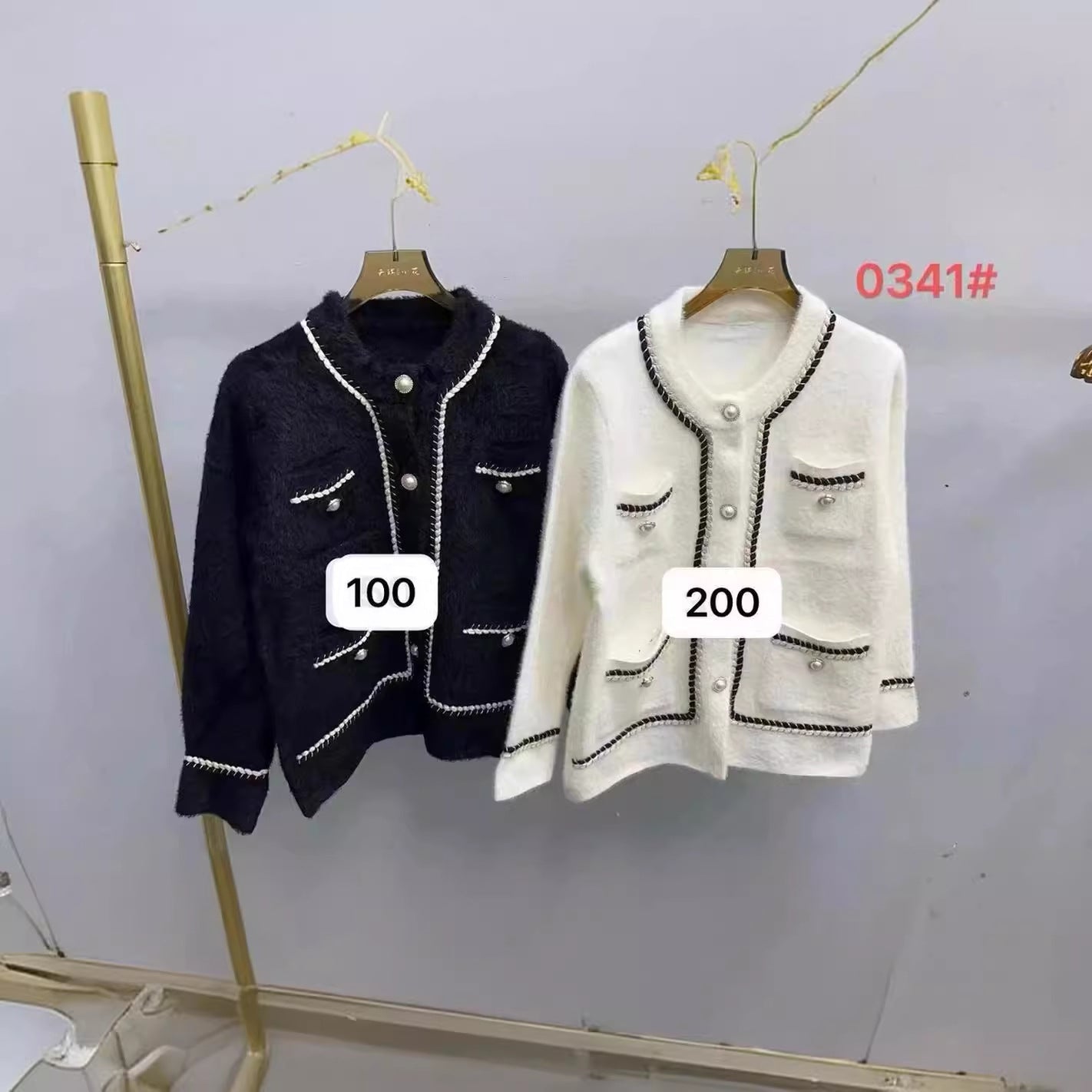 Damen Strickjacke Elegantes Design Kontrastdetails