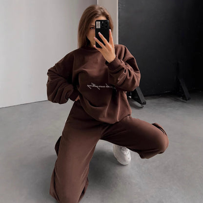 Damen Sweatanzug Elastischer Bund Oversized Eveloria