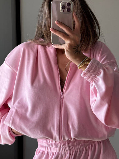 Damen Fleece-Anzug Modern Reißverschluss Weit Schnitt Eveloria