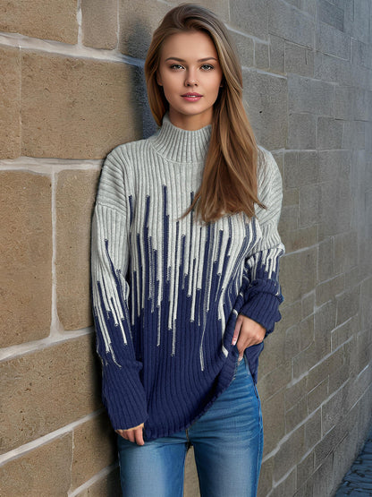 Damen Pulli Strukturiertes Zopfmuster Farbverlauf Eveloria