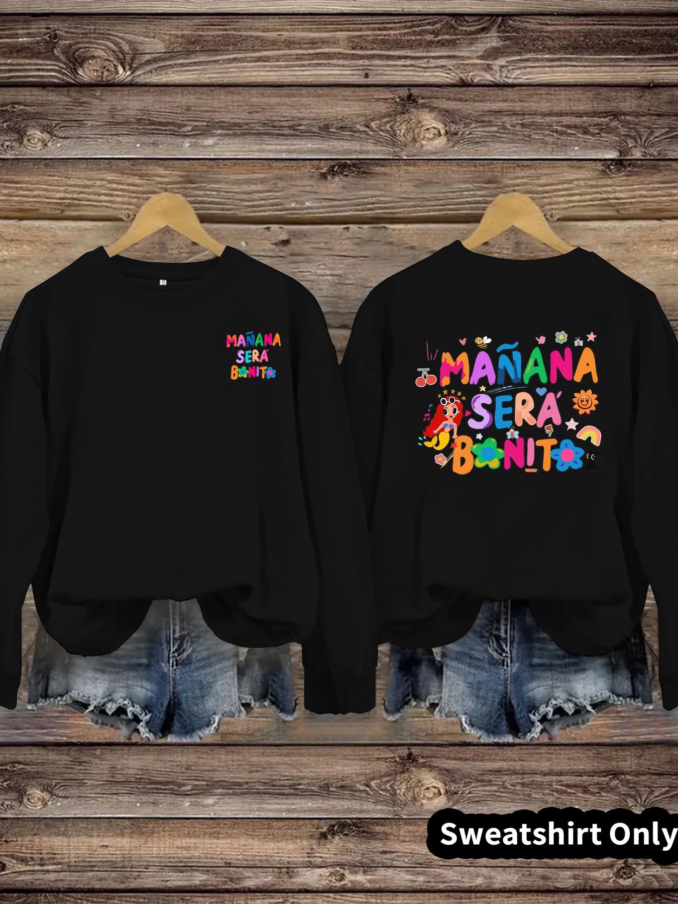Damen Sweatshirt Verspielter Aufdruck Lässiger Schnitt Grau
