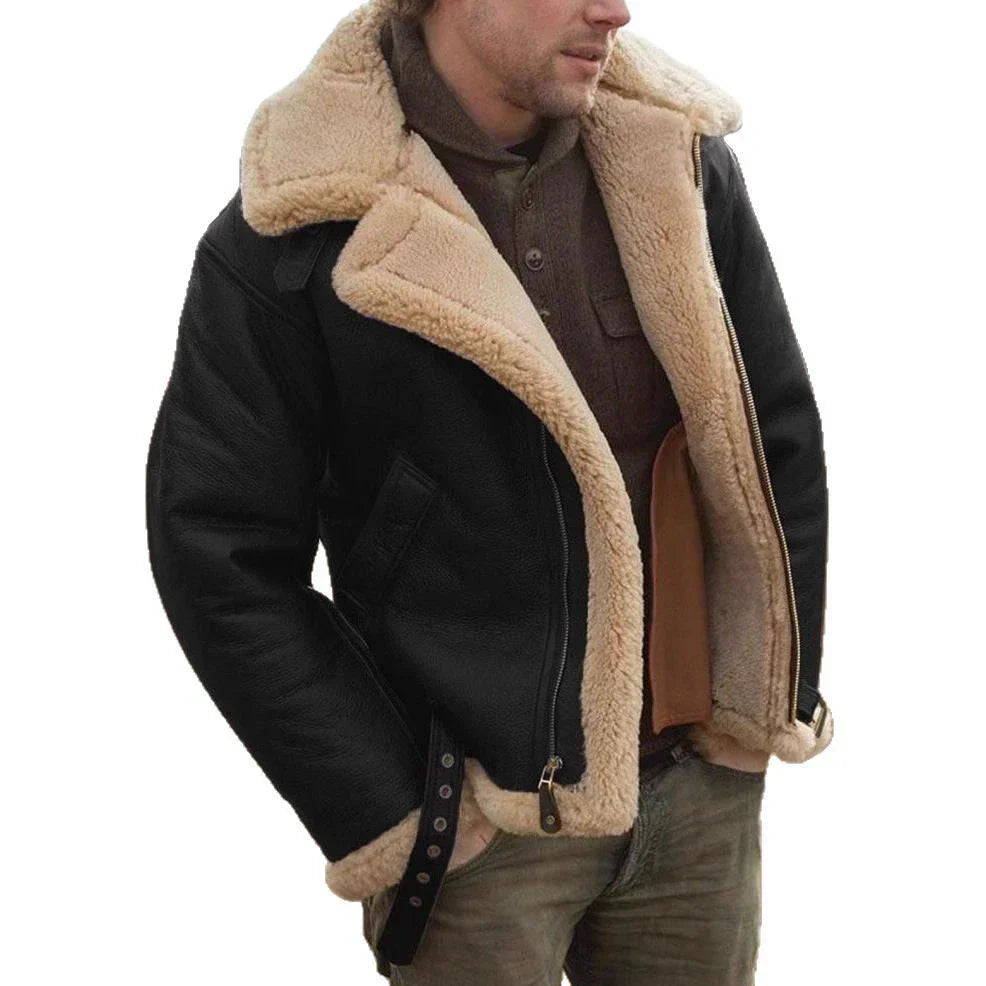 Herren Aviator Lederjacke Shearling Kragen