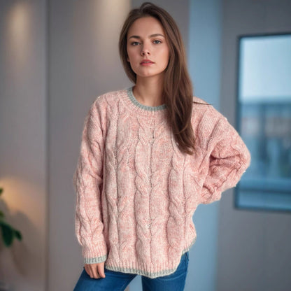 Damen Grobstrickpullover Zopfdesign Großzügig Eveloria