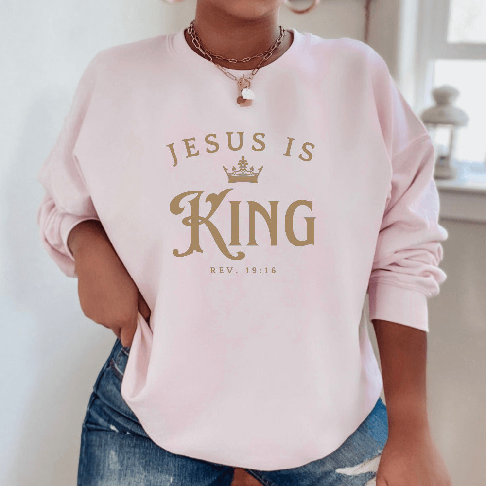 Damen Sweatshirt Locker Passform Inspirierender Schriftzug Grau