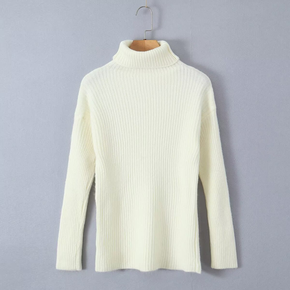Damen Grobstrickpullover Stehkragen Eveloria