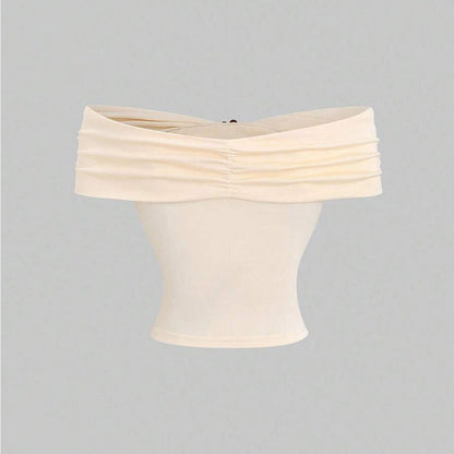 Damen Off-Shoulder- Doppel-Drapierung Eleganter Verschluss