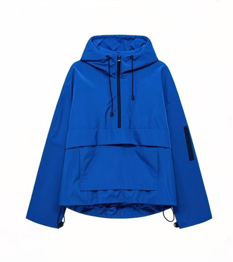 Damen Windjacke Funktionale Kapuzenjacke mit Kängurutasche