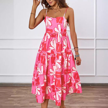 Damen Midikleid Floralmuster Voluminöser Rock Eveloria