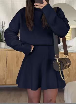 Damen Strickkleid mit Kapuze Grau
