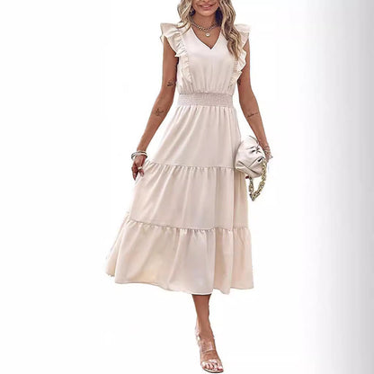 Damen Langarm-Kleid Voluminöser Rock Eveloria