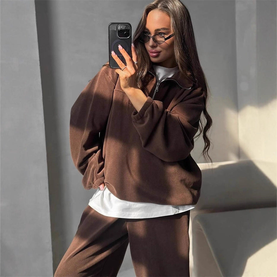 Damen Fleece-Jogginganzug Hochkragen Eveloria