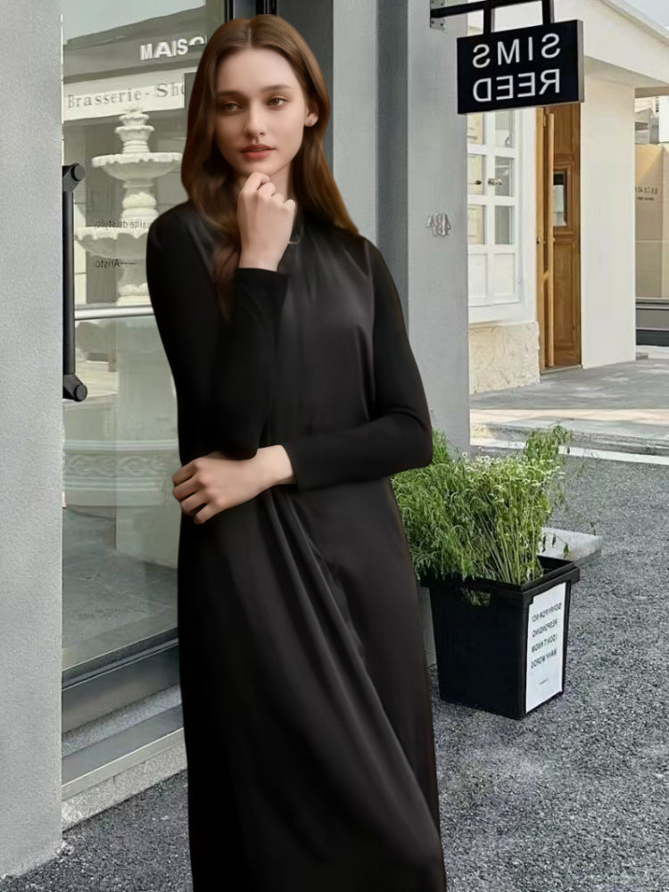 Damen Langarm-Maxikleid Elegantes Design Zeitlos