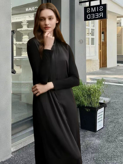 Damen Langarm-Maxikleid Elegantes Design Zeitlos