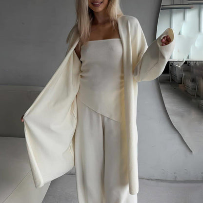Damen Lounge-Set Ärmelloses Weiter Cardigan
