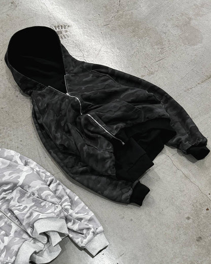 Damen Kapuzenpullover Camouflage Muster Breite Bündchen Eveloria