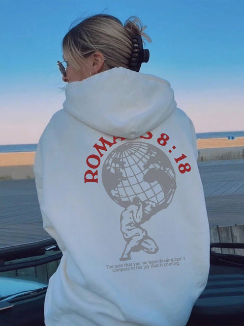 Damen Kapuzenpullover Weltmotiv Druck Eveloria