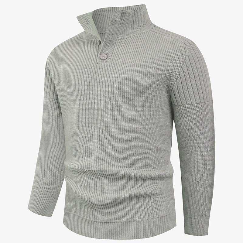 Herren Pullover Hochkragen Knopfdetails Wärme Beige - Eveloria