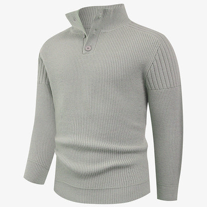 Herren Pullover Hochkragen Knopfdetails Wärme Beige - Eveloria