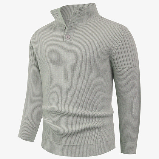 Herren Pullover Hochkragen Knopfdetails Wärme Beige - Eveloria