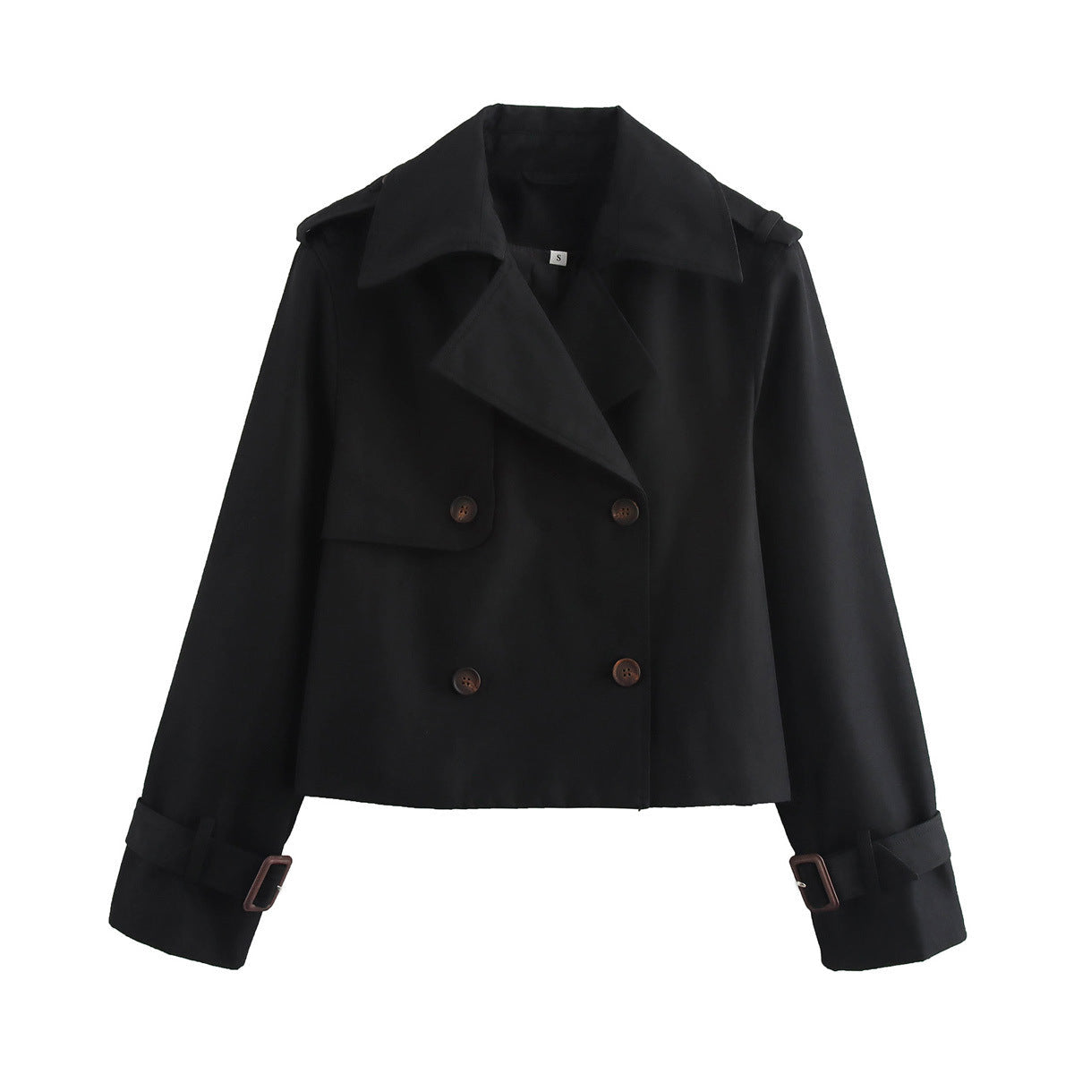Damen Cropped Übergangsjacke Breiter Kragen Eveloria