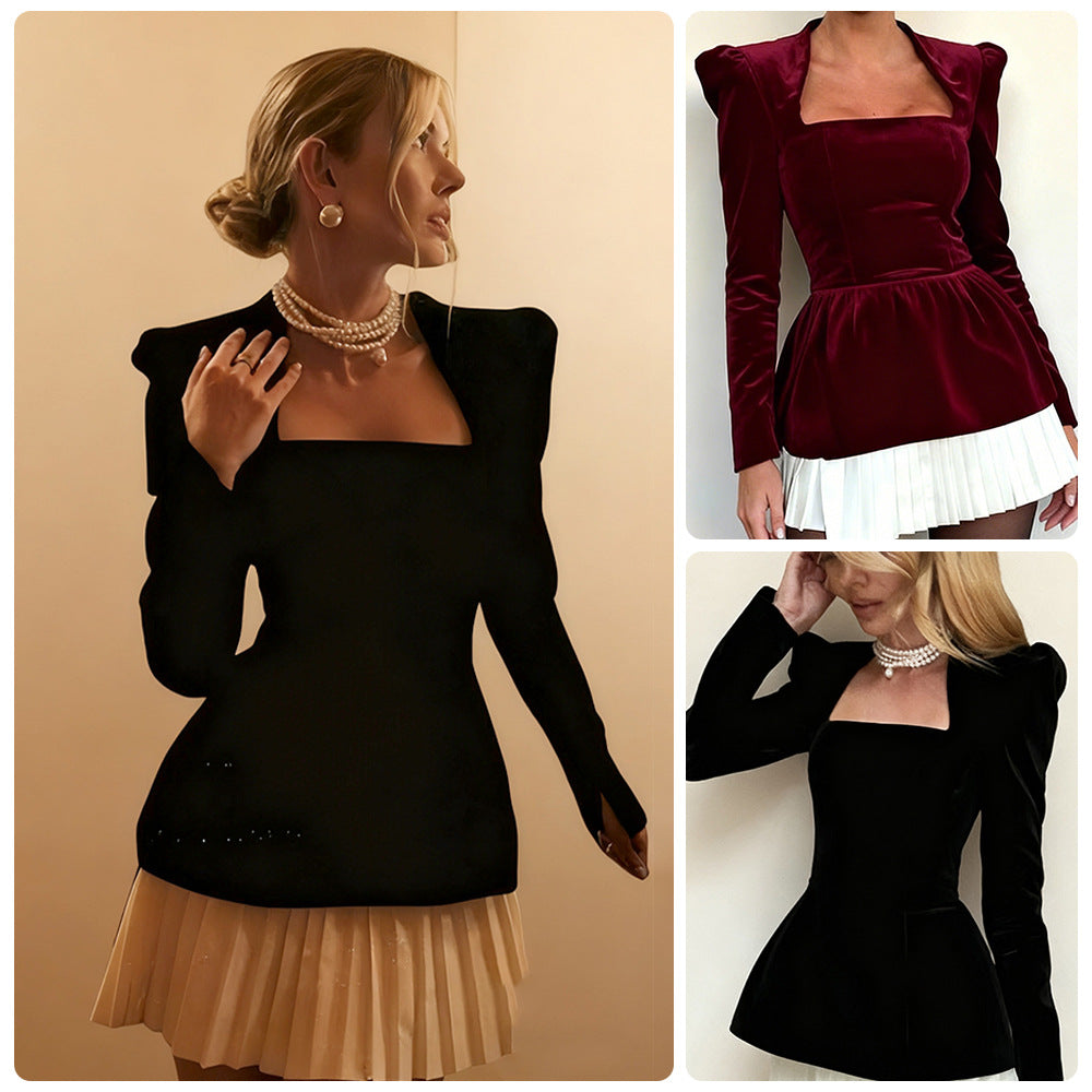 Damen Blazer-Jacke Samt Asymmetrisch Schwarz Eveloria - Eveloria